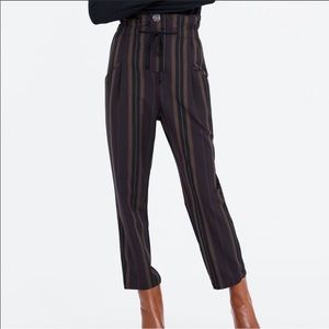 Zara TIE WAIST STRIPED TROUSERS